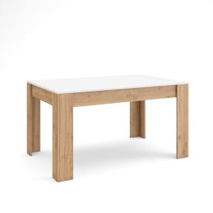 Table à manger effet bois blanc et chêne 140x90x76cm