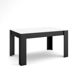 Table à manger effet bois blanc et noir 140x90x76cm