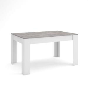 Table à manger effet bois ciment et blanc 140x90x76cm