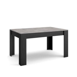 Table à manger effet bois ciment et noir 140x90x76cm