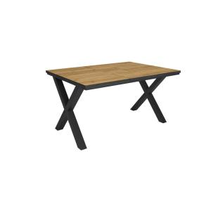 Table à manger effet bois de chêne et noir 140x90x74cm