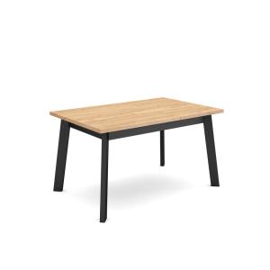 Table à manger effet bois de chêne et noir 140x90x75cm