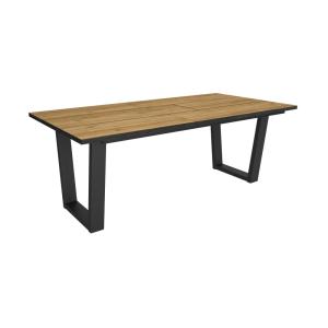 Table à manger effet bois de chêne et noir 194x90x74cm