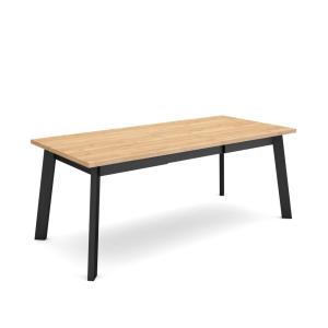 Table à manger effet bois de chêne et noir 194x90x75cm