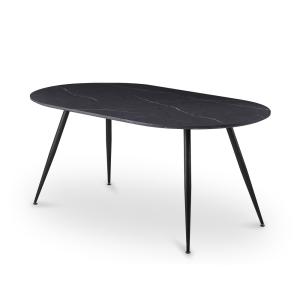 Table à manger effet bois, métal gris 6 personnes