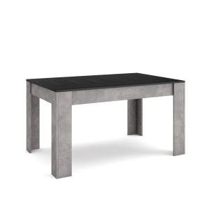Table à manger effet bois noir et ciment 140x90x76cm