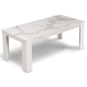 Table à manger effet marbre blanc 4/6 personnes D160