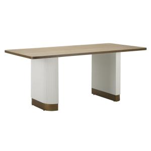 Table à manger en bois blanc et marron 180x90x76 cm