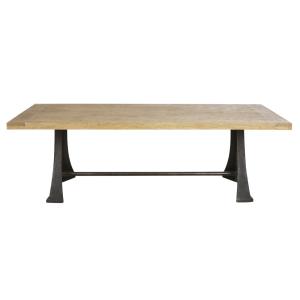 Table à manger en bois de manguier massif et métal gris ant…