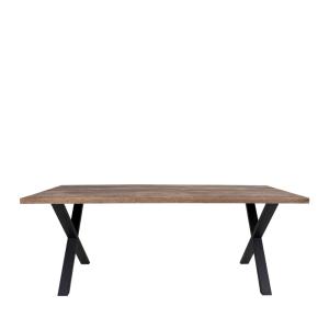 Table à manger en bois foncé et métal