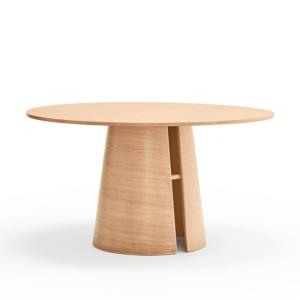 Table à manger en bois ronde pieds central 137cm naturel