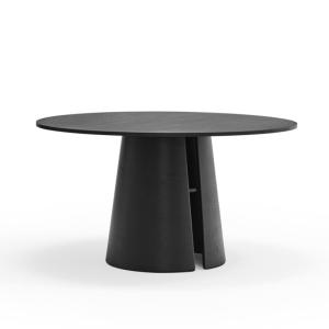 Table à manger en bois ronde pieds central 137cm noir