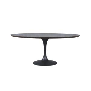 Table à manger en chêne, métal et pierre bleue L180 cm