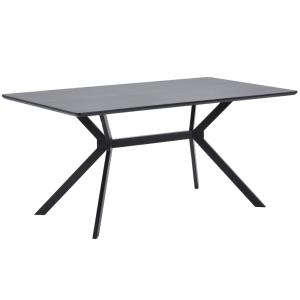 Table à manger en MDF 4 personnes, noir, 160x90 cm