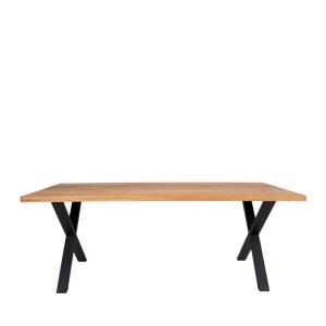 Table à manger en métal et bois clair / noir
