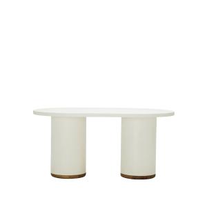 Table à manger en microciment blanc cassé, 160 cm