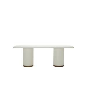 Table à manger en microciment blanc cassé, 200 cm