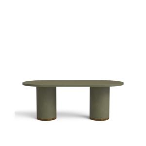 Table à manger en microciment vert olive, 220 cm