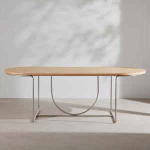 Table à manger en placage chêne et acier chromé 8 personnes…