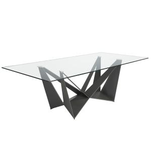 Table à manger en verre et acier noir 240 x 120 x 75 cm.