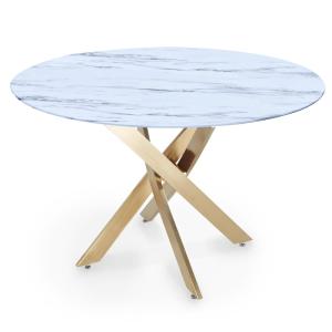 Table à manger en verre, métal blanc, doré 4 personn…