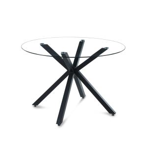 Table à manger en verre, métal transparent 4 personn…