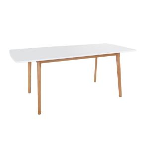 Table à manger extensible 120/160cm blanche et bois de hêtr…
