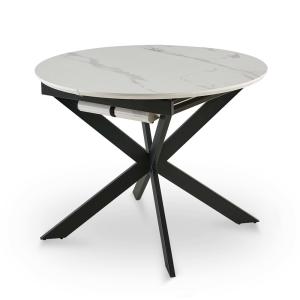 Table à manger extensible effet bois, métal blanc 5…