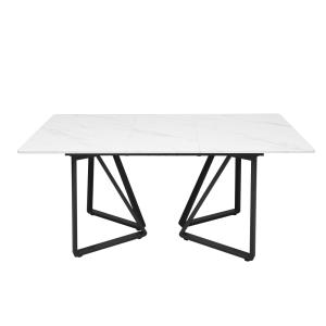 Table à manger extensible moderne effet marbre blanc et pie…