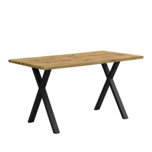 Table à manger industrielle 140×80 cm en bois effet chêne