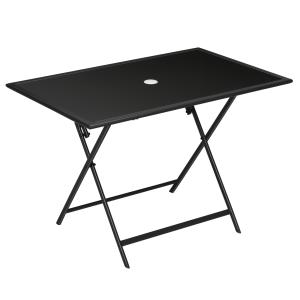 Table à manger jardin pliable verre trempé noir