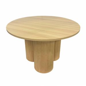 Table à manger moderne ronde 120 cm effet bois clair