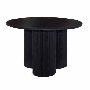 Table à manger moderne ronde 120 cm effet bois noir