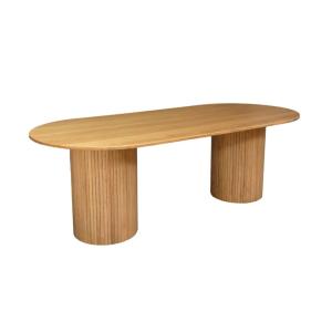 Table à manger oblongue bois d'hévéa et placage chêne 8 pla…