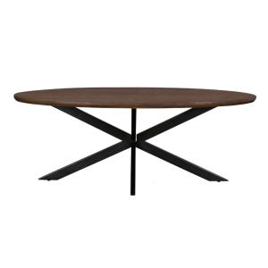 Table à manger ovale 10 personnes 240 cm en bois massif bru…