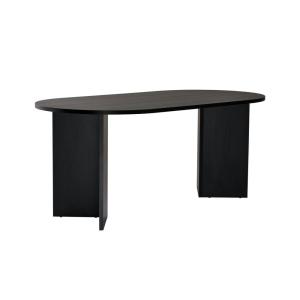 Table à manger ovale 200 cm décor bois noir