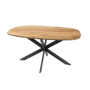 Table à manger ovale 4 personnes en bois 150 cm pied centra…