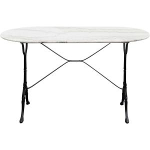 Table à manger ovale 4 personnes en marbre blanc et acier L…
