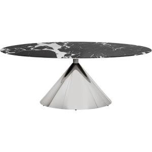 Table à manger ovale 8 personnes en marbre noir et blanc