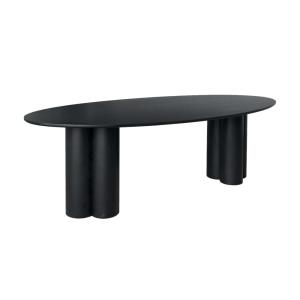 Table à manger ovale bois d'hévéa et placage chêne noir 8 p…