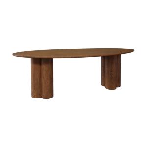 Table à manger ovale bois d'hévéa et placage chêne noyer 8…