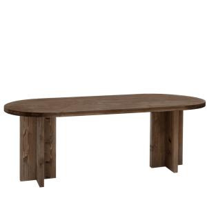 Table à manger ovale en bois de sapin marron 160x75cm