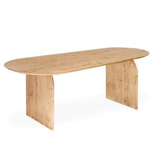 Table à manger ovale en bois massif chêne moyen 160 cm