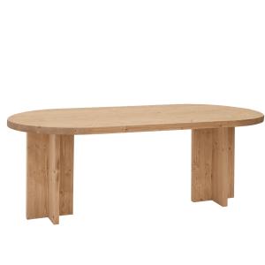 Table à manger ovale en bois massif ton chêne moyen 180x80c…