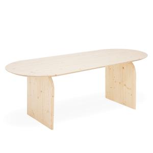 Table à manger ovale en bois massif ton naturel 180cm