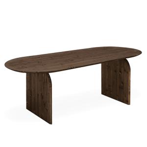 Table à manger ovale en bois massif ton noyer 180cm