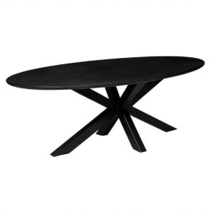 Table à manger ovale en bois noir 210 cm