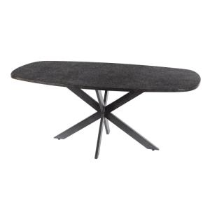 Table à manger ovale en métal noir texturé L180