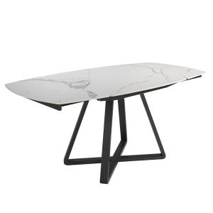 Table à manger porcelaine blanc et acier