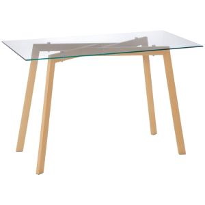 Table à manger pour 4 personnes verre trempé et acier trans…